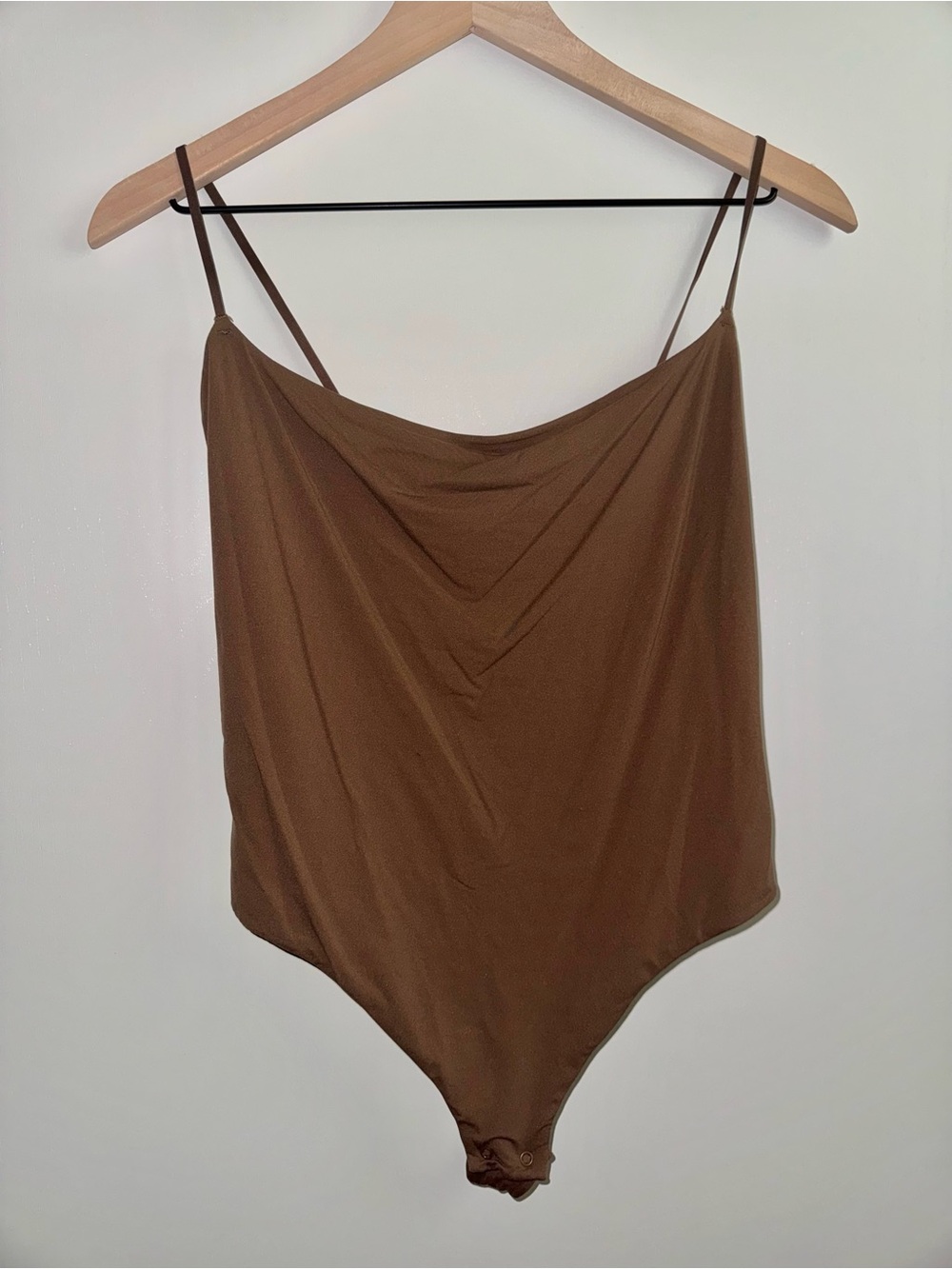 Skims Fits Everybody Bodysuit Brown Adjustable Spaghetti Strap Stretch Size XL